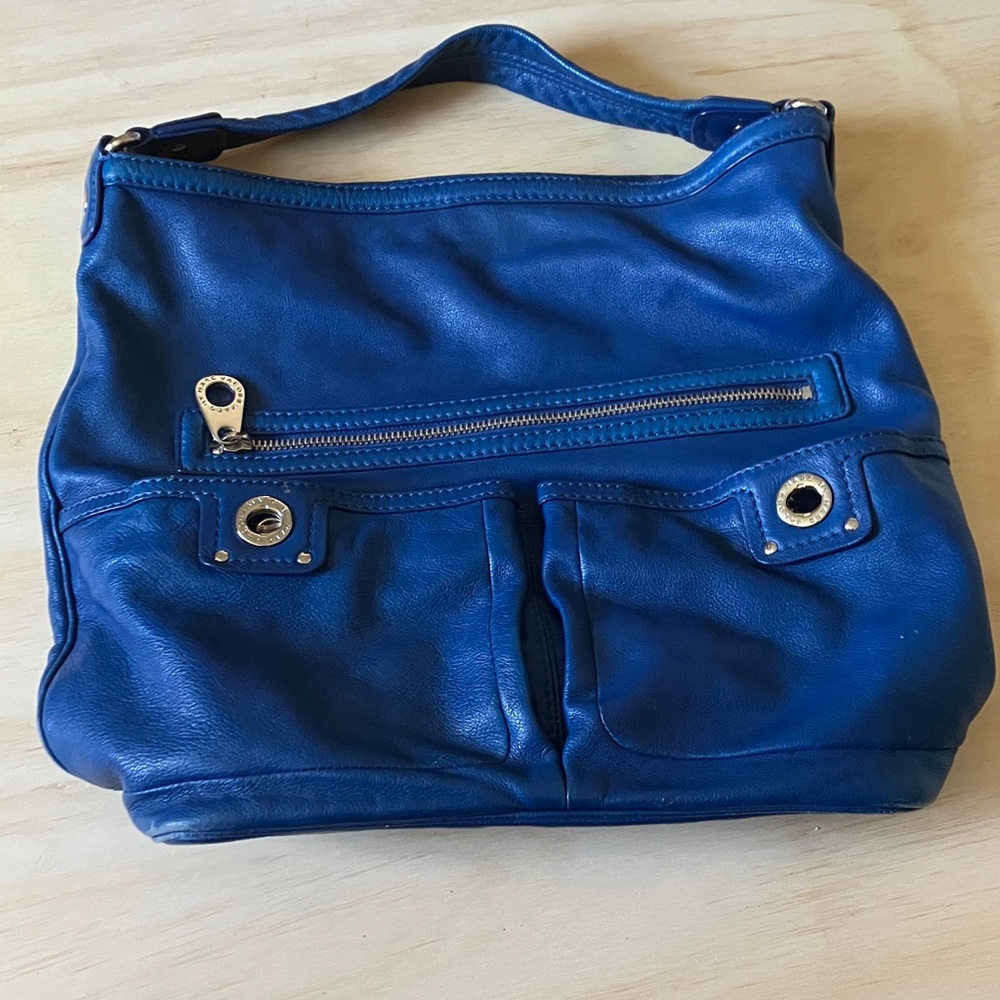 Marc by Marc Jacobs Blue Leather satchel bag toggle clasps cobalt